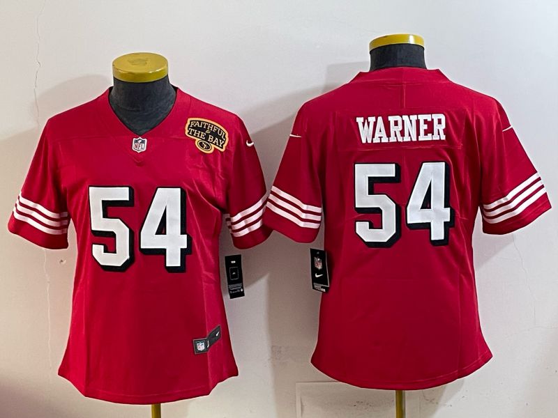 Women 2025 San Francisco 49ers #54 Warner Red Nike Limited NFL Jersey style 003